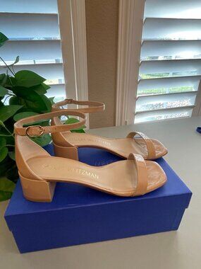 Stuart Weitzman Nude Block Heel Sandals